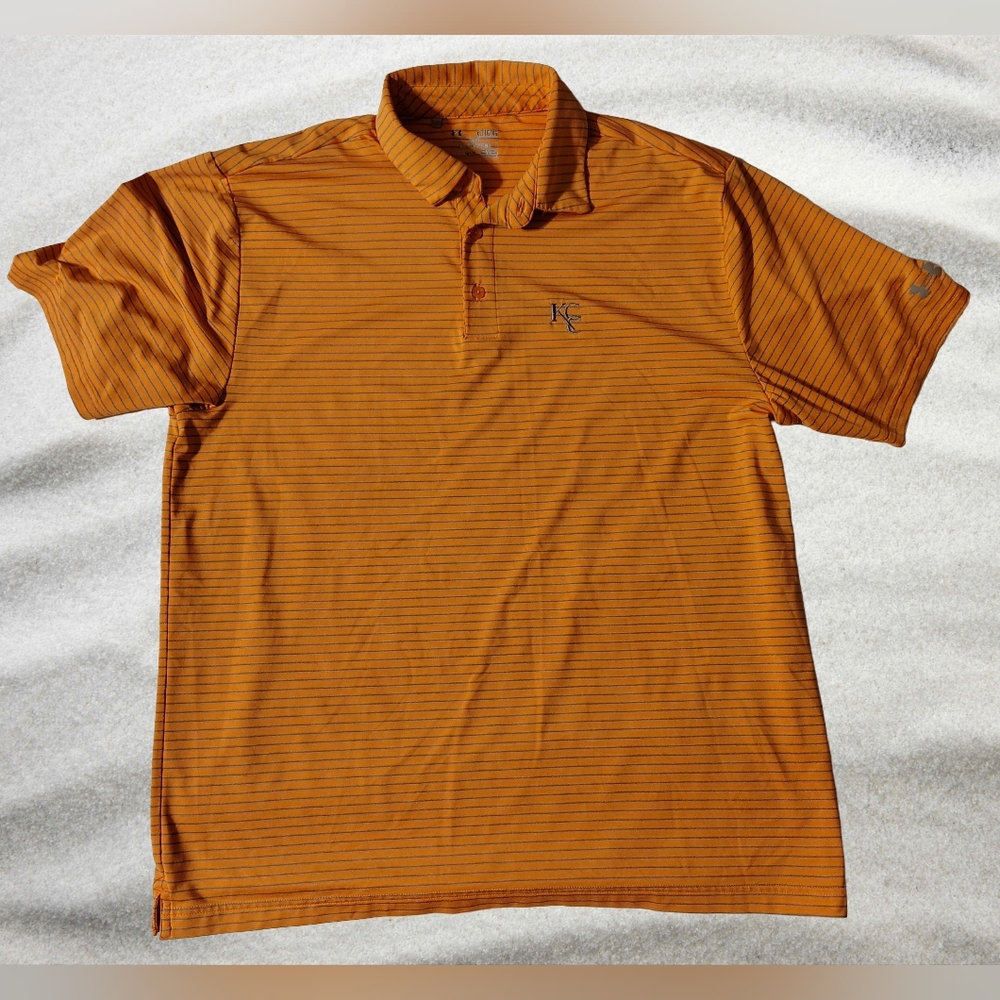 Under Armour Heat Gear Mens Orange Polo Shirt KCC Golf Country Club Size XL